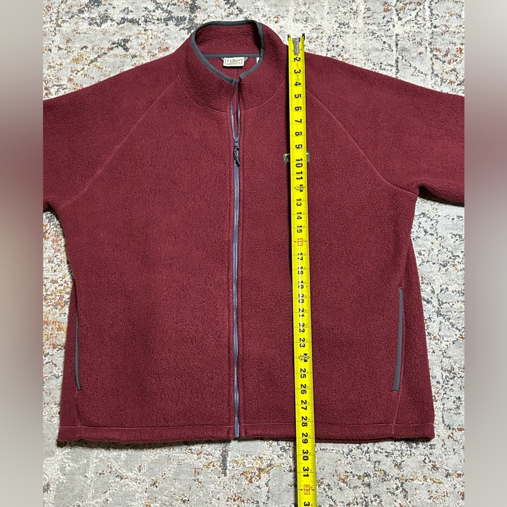 LL BEAN Maroon fleece full zip jacket size XL - Picture 3 of 11